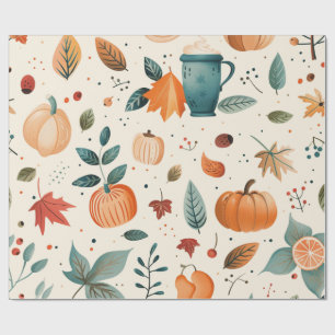 Papier Cadeau Aquarelle vintage Motif d'automne confortable