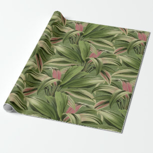 Papier Cadeau Aquarelle vintage tropicale Palm Botanique Vert