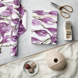 Papier Cadeau Aquarelle Violet Pourpre Art Magnolia