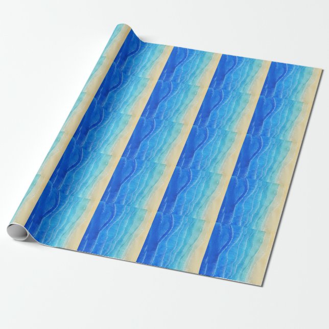Papier Cadeau Aquarelle vue mer et plage. (Déroulé)