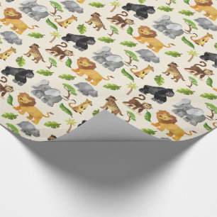 Papier Cadeau Aquarelle Wild Animal Safari Jungle Motif