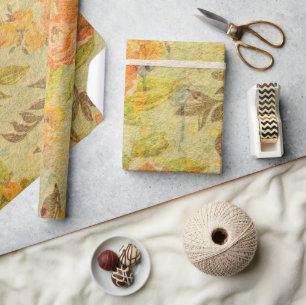 Papier Cadeau Aquarelles florales Automne Motif Abstrait
