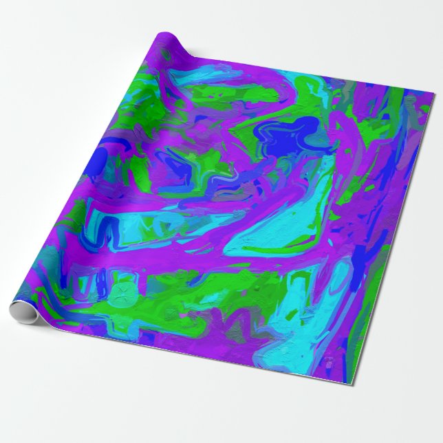 Papier Cadeau Aquarelles Peacock Abstraites (Déroulé)