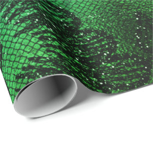 Papier Cadeau Aquatique vert tropical de dentelle florale