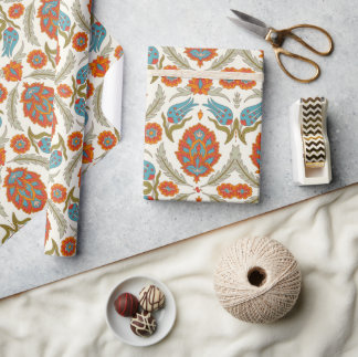 Papier Cadeau Arabe Boho élégant Floral Peacock marocain