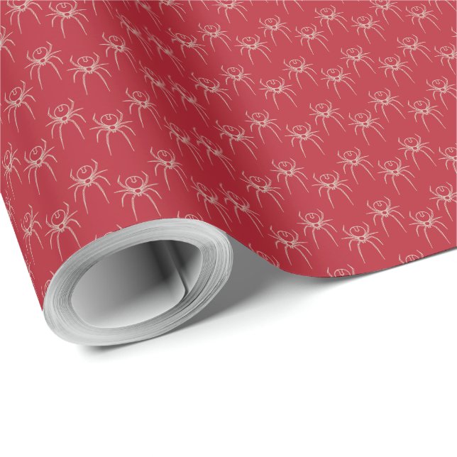 Papier Cadeau Araignée - Rouge de sang et Blanc d'os (Coin rond)