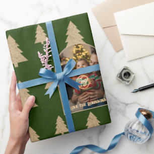 Papier Cadeau Arbre À feuillage persistant rustique Photo de Noë