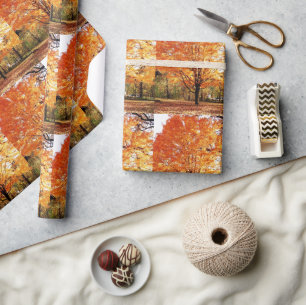Papier Cadeau Arbre à feuilles de érable d'automne saisonnier /