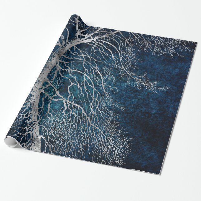 Papier Cadeau Arbre argenté de minuit - peuplier noir (Déroulé)