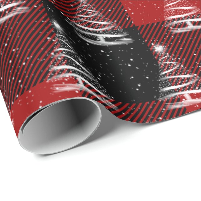 Papier Cadeau arbre blanc étoile de Noël sur plis (Coin rond)