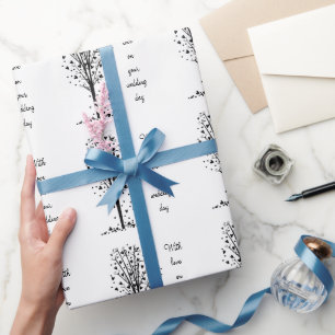 Papier Cadeau Arbre de mariage personnalisé en forme de coeur