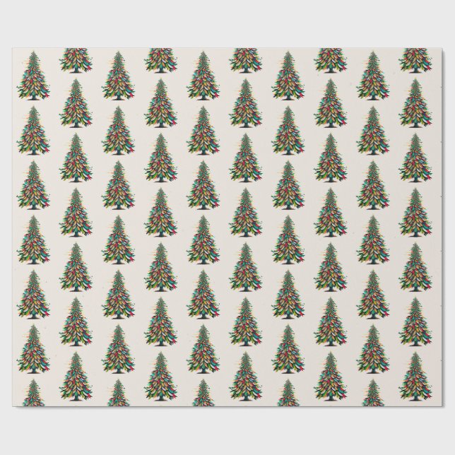 Papier Cadeau Arbre de Noël à plumes amérindien (Plat)