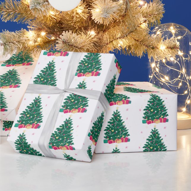 Papier Cadeau Arbre de Noël avec cadeaux (Vacances)