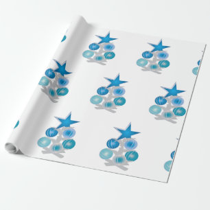 Papier Cadeau Arbre de Noël bleu