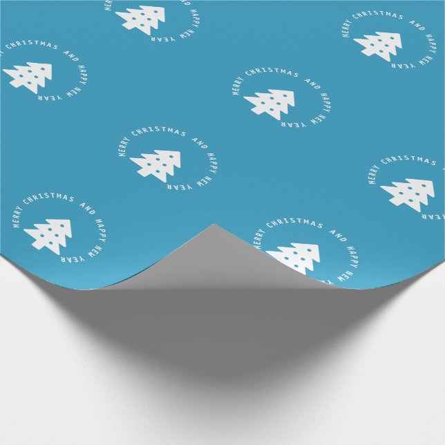 Papier Cadeau Arbre de Noël bleu nouvel an ornement (Coin)