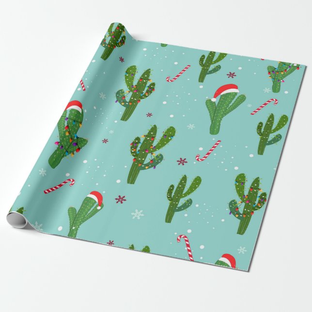 Papier Cadeau Arbre de Noël cactus (Déroulé)