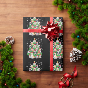 Papier Cadeau Arbre de Noël Chien - Chiots Merry Noël Mignons