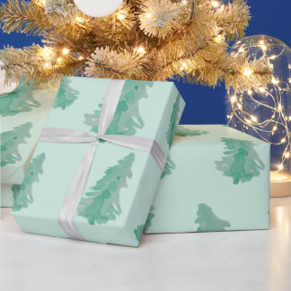 Papier Cadeau Arbre de Noël couleur de l'eau Wrapper Papier vert