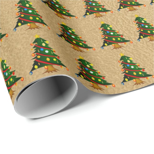 Papier Cadeau Arbre de Noël de l'éclair de bronze romantique (Coin rond)