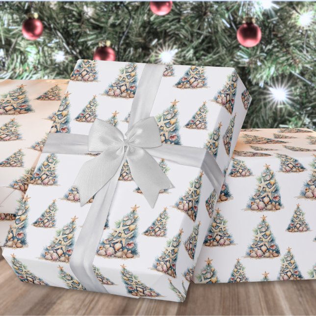 Papier Cadeau Arbre de Noël de plage (Beach Christmas Tree Wrapping Paper)