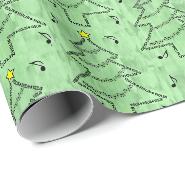 Papier Cadeau Arbre de Noël du texte de violon (Coin rond)