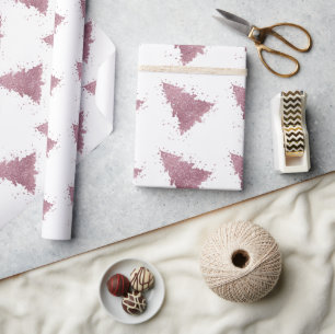 Papier Cadeau Arbre de Noël élégant   Dusty Mauve Pink Splatter