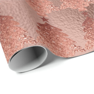 Papier Cadeau Arbre de Noël en or de cuivre rose Gold Blush