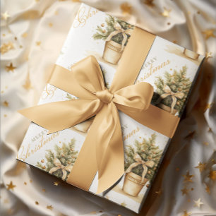 Papier Cadeau Arbre de Noël en or riche Ornements et vaches
