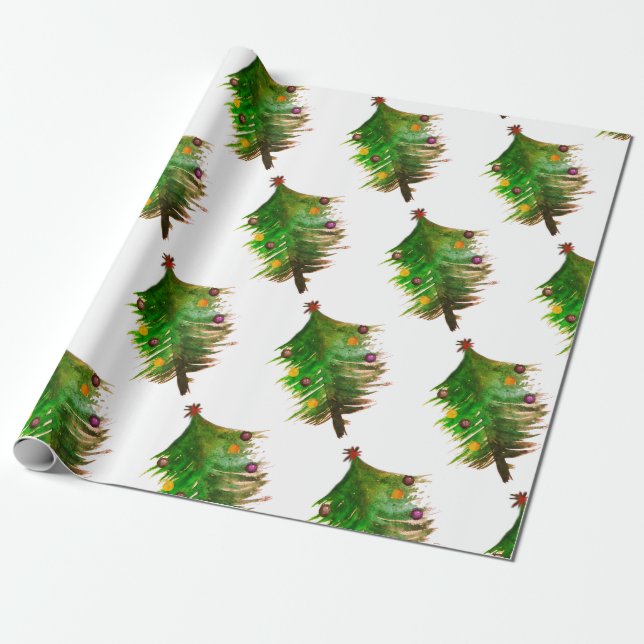 Papier Cadeau Arbre de Noël en papier d'emballage (Déroulé)