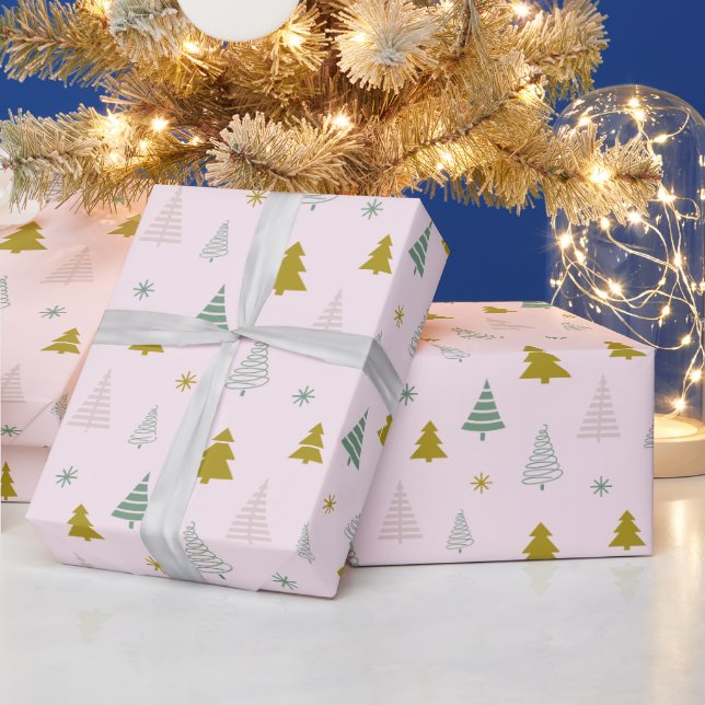 Papier Cadeau Arbre de Noël et Flèches de neige Moderne Noël (Vacances)