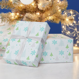 Papier Cadeau Arbre de Noël et Flèches de neige Moderne Noël