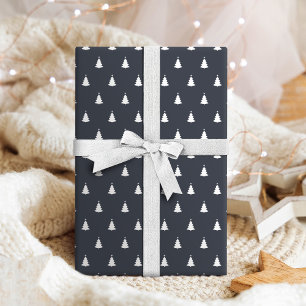 Papier Cadeau Arbre de Noël Fêtes Charbon Gris Blanc