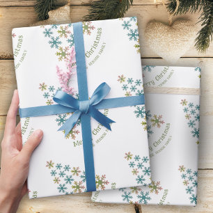 Papier Cadeau Arbre de Noël Flocon de Neige Minimaliste Fêtes