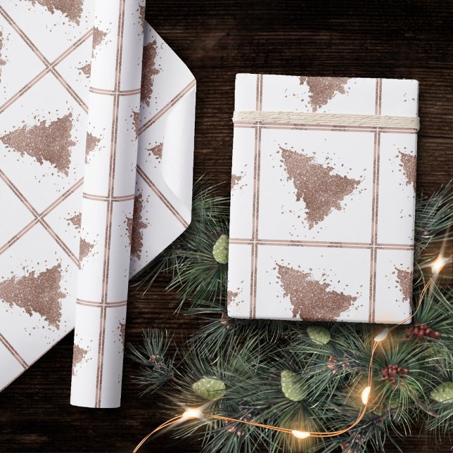 Papier Cadeau Arbre de Noël | Glam Rose Gold Luxurious (Créateur téléchargé)