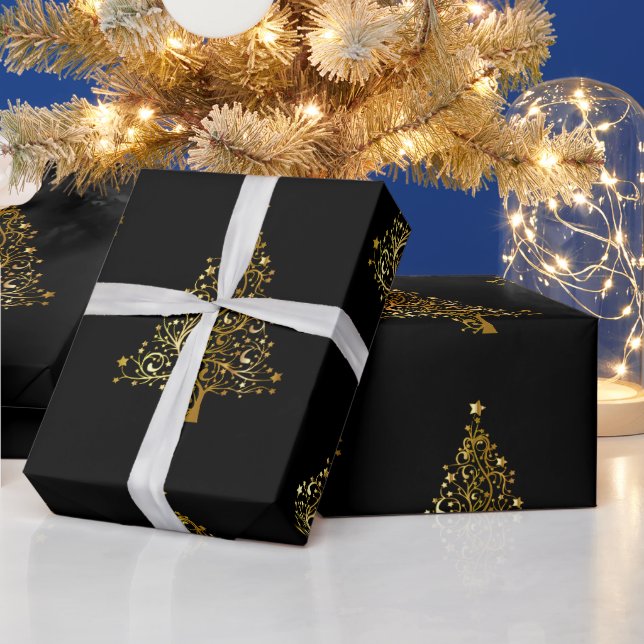 Papier Cadeau Arbre de Noël Gold (Vacances)