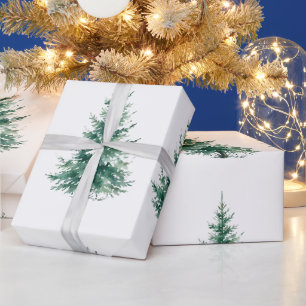 Papier Cadeau Arbre de Noël grand Evergreen aquarelle