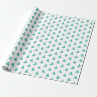 Papier Cadeau Arbre de Noël Iconique Motif Festin Turquoise/blan