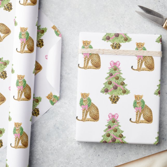 Papier Cadeau Arbre de Noël léopard Prépa Aquarelle (Créateur téléchargé)