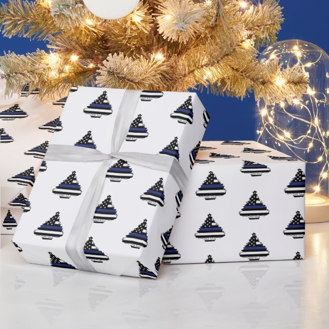 Papier Cadeau Arbre de Noël mince Ligne bleue (Vacances)