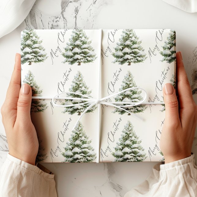 Papier Cadeau Arbre de Noël Minimal Pin Joyeux Noël (Créateur téléchargé)