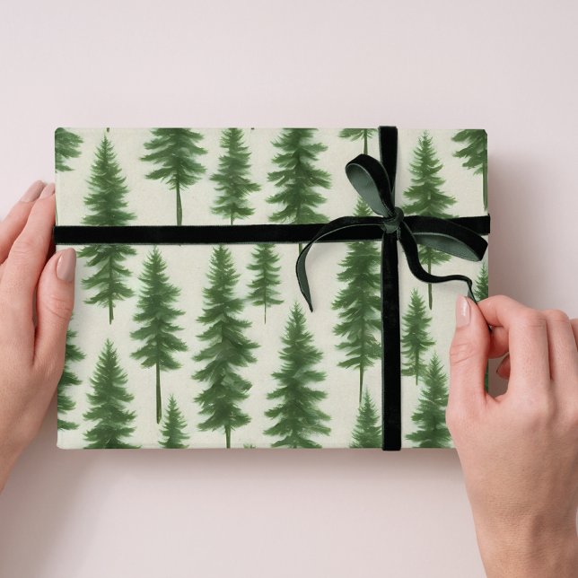 Papier Cadeau Arbre de Noël Moderne de Pin d'Hiver  (Créateur téléchargé)