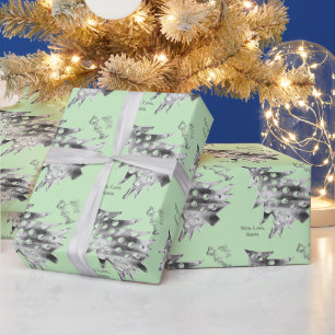 Papier Cadeau Arbre de Noël moderne Motif élégant Pastel Green