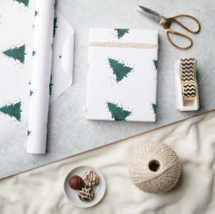 Papier Cadeau Arbre de Noël Moody   Dark Midnight Turquoise Spla