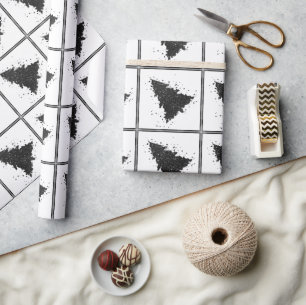 Papier Cadeau Arbre de Noël Moody Dark Midnight Turquoise Spla