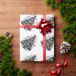 Papier Cadeau Arbre de Noël noir Crânes et os