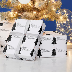Papier Cadeau Arbre de Noël noir et blanc