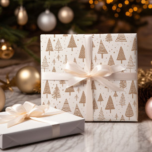 Papier Cadeau Arbre de Noël noir et blanc moderne