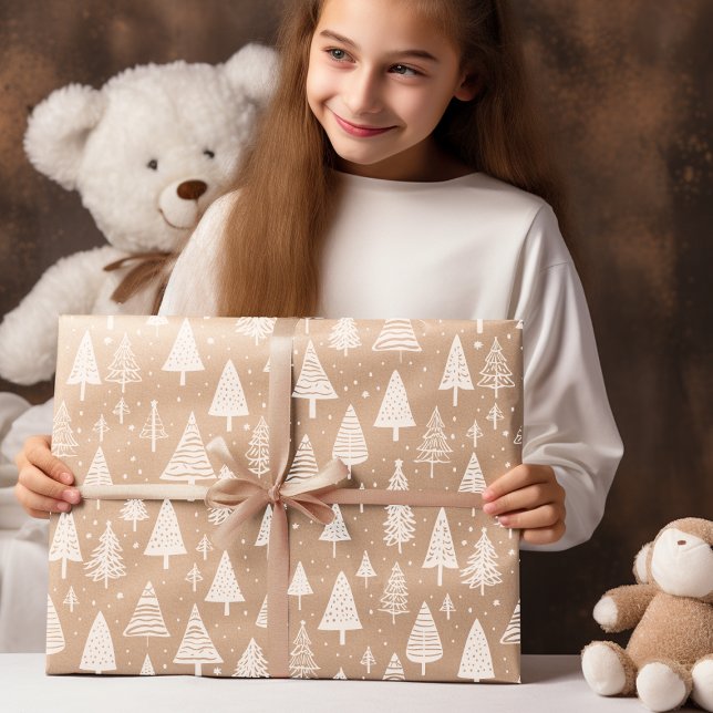 Papier Cadeau Arbre de Noël noir et blanc moderne (Créateur téléchargé)