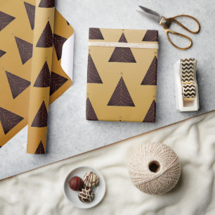 Papier Cadeau Arbre de Noël noir, or jaune 