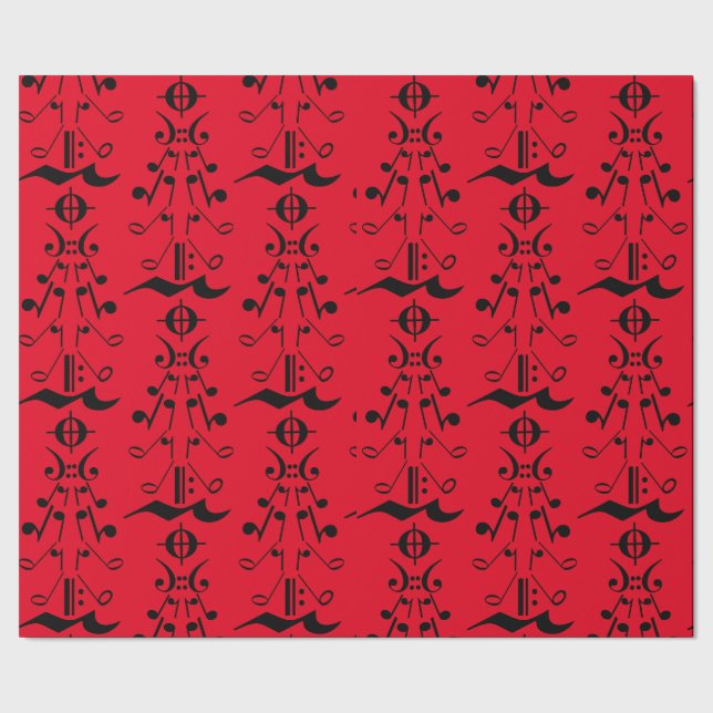 Papier Cadeau Arbre de Noël - Notes musicales et symboles (Couture)